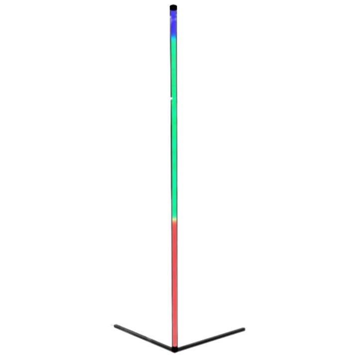 Lampa de colt, LED RGB, PLUG and PLAY, Wi-Fi, schelet din metal, joc de lumini si sincronizare dupa voce sau muzica, telecomanda, amplasare pe podea, design modern, lumina ambientala, multiple moduri de functionare 142 cm