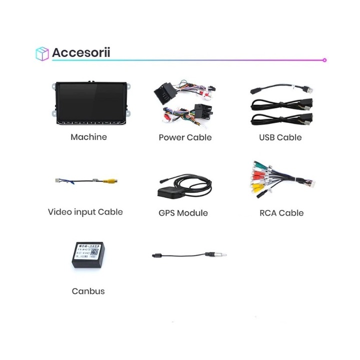 Navigatie cu Android auto & Carplay Wireless, 2GB RAM, 32 GB, dedicata Ecran 9 inch VW, Skoda, Seat, Passat B6, B7, CC, Golf 5, Golf 6, Tiguan, Touran, Bluetooth