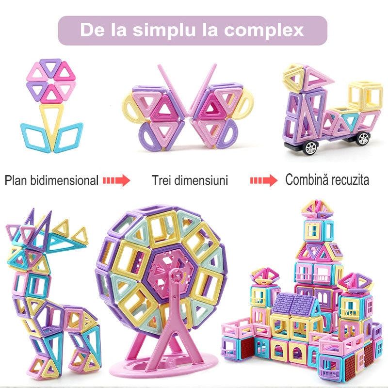 Set Inteligent de Constructie Magnetic cu 80 Piese, Numeroase ...