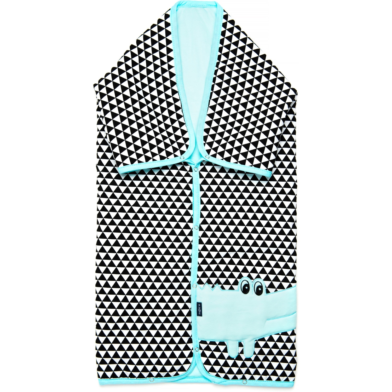 Paturica multifunctionala cu broderie Crocodil, Womar Zaffiro, Turcoaz/Alb/Negru