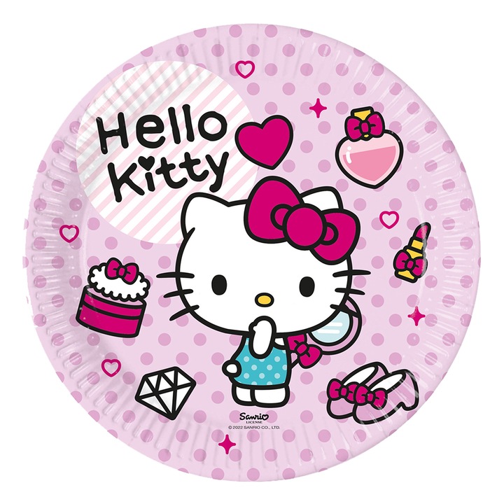 Set 8 Farfurii Petrecere 23cm Hello Kitty Fashion, 94699