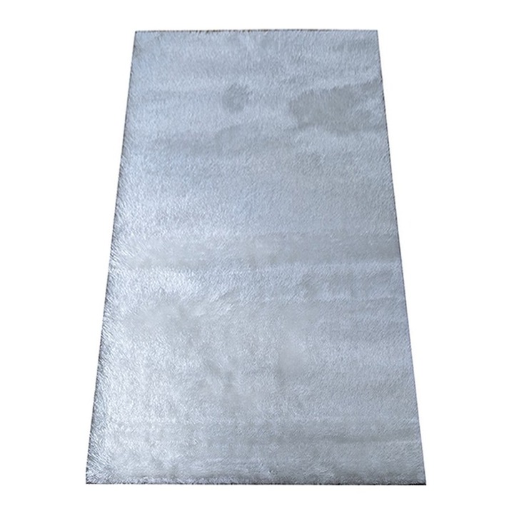 Килим Galaxy бял, рошав с коприна, 200 x 300 см