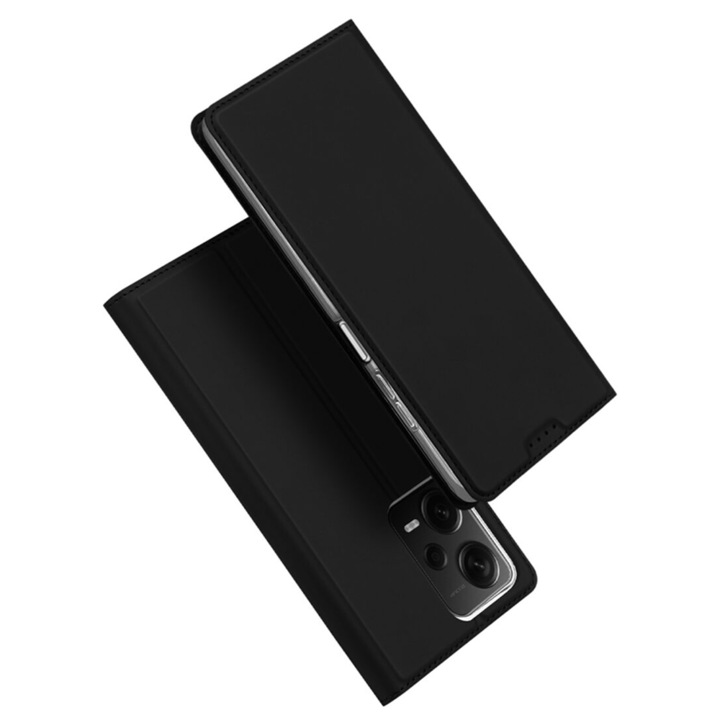 Капак за Xiaomi Redmi Note 12 Pro/Poco X5 Pro, Skin Pro, Екологична кожа, Черен