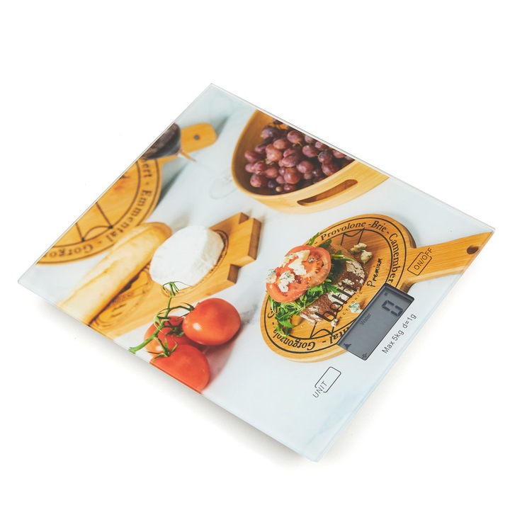 Cantar Bucatarie Botti Cheese, sticla, 20 x 18 cm, 5 kg