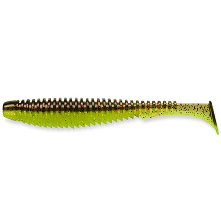 8 db-os lágy csali készlet FishUp U-Shad 10,1 cm 203 Green Pumpkin Flo Chartreuse
