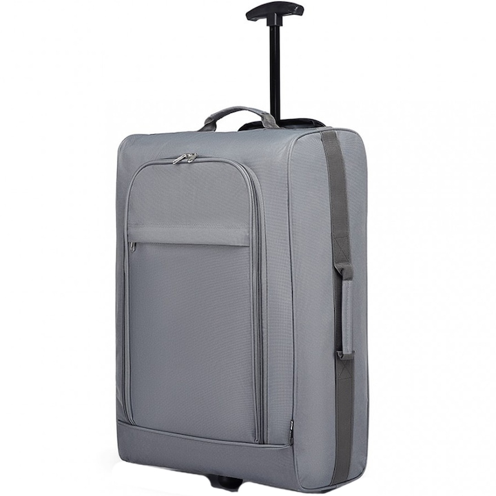 Ръчен куфар KONO K1873-2GY, Soft Shell, Сив, Размер за ръчен багаж