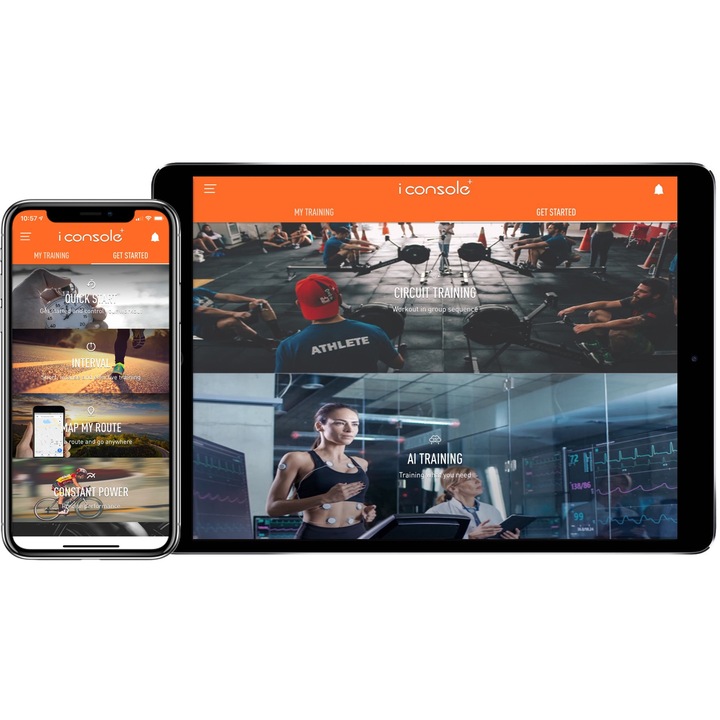 Bicicleta eliptica VirtuFit iConsole Total Fit Crosstrainer, masa rotativa de 22kg, greutate maxima utilizator 150kg, display LCD, pedale reglabile si antiderapante, 24 programe, Quick Keys, incarcator USB