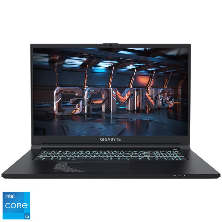 Лаптоп Gaming Gigabyte G7 MF, Intel® Core™ i5-12500H, 17.3", Full HD, 144 Hz, 16 GB, 512 GB SSD, NVIDIA® GeForce® RTX™ 4050 6 GB, No OS, Black
