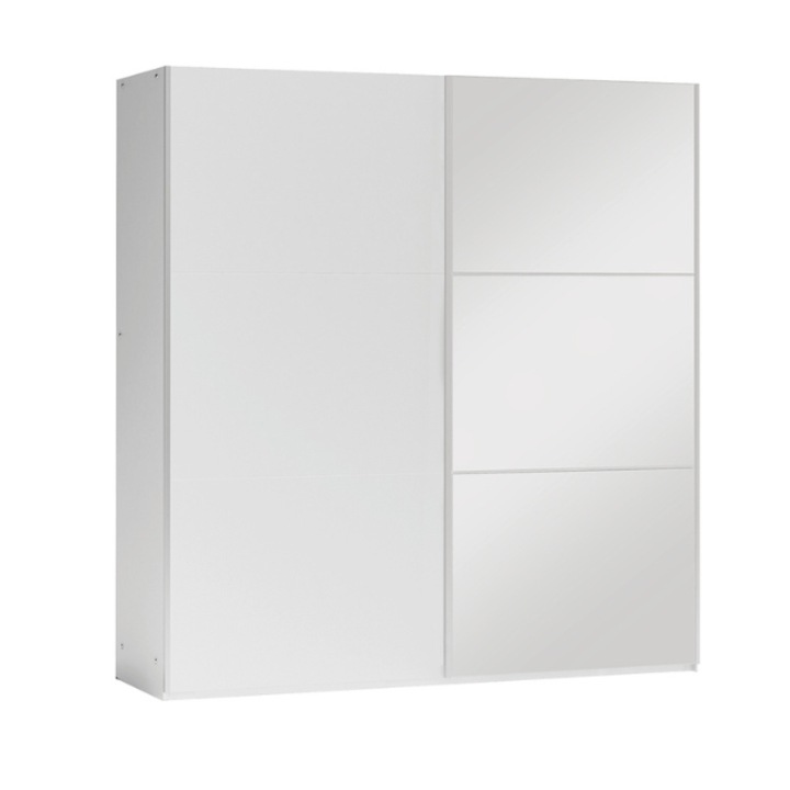 Dulap Vigo Usi Glisante Alb cu Oglinda 200 cm