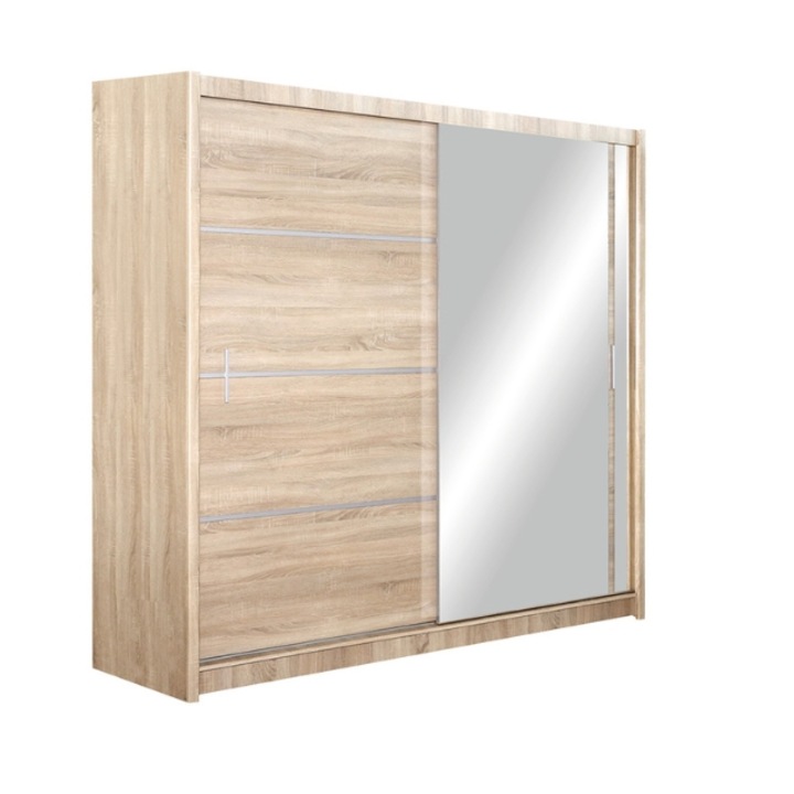 Dulap Vista Sonoma cu Oglinda, 203x215x61 cm