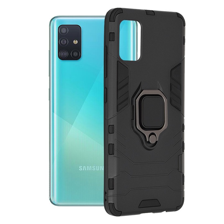 Husa pentru Samsung Galaxy A51 4G, Silicone Shield, Metal, Black