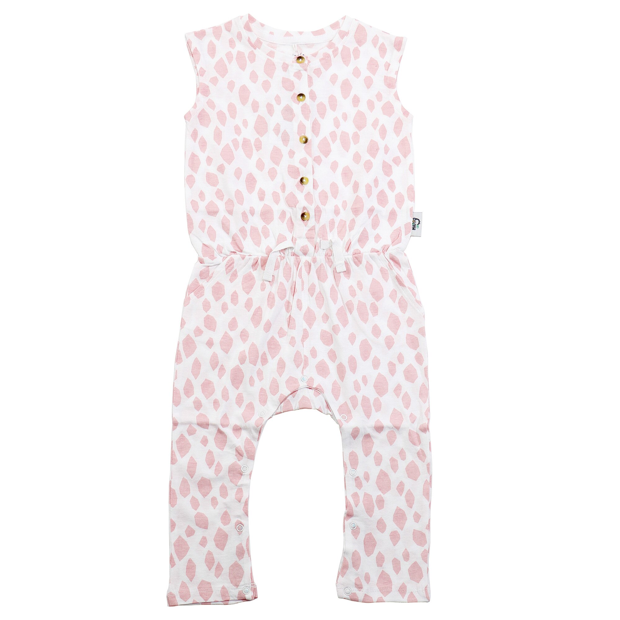 Salopeta fara maneci, Mappy, alb / roz, 24 luni