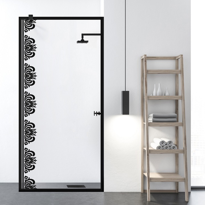 Aqua Roy ® Black 70x195 cm zuhanyfal, fekete Torockó modell, 8 mm víztiszta biztonsági üveg, vízkő elleni kezeléssel