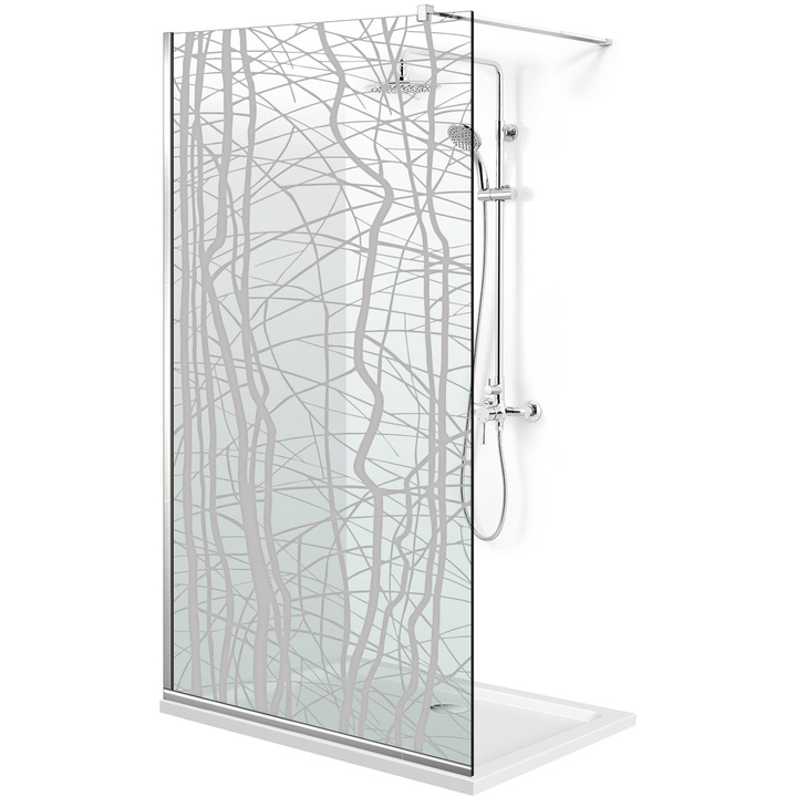 Aqua Roy ® INOX 90x195 cm zuhanyfal, incolor Manhattan modell, 8 mm víztiszta biztonsági üveg, vízkő elleni kezeléssel