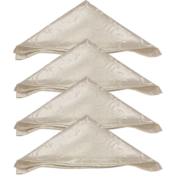 Set stergare de masa pentru douasprezece persoane, culoare ivoire, din colectia "Medora by Liz Line", 50x50cmx12buc - S12S11