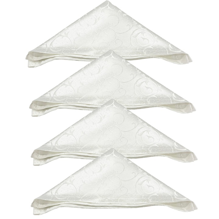 Set stergare de masa pentru patru persoane, culoare alb, din colectia "Medora by Liz Line", 50x50cmx4buc - S4S12