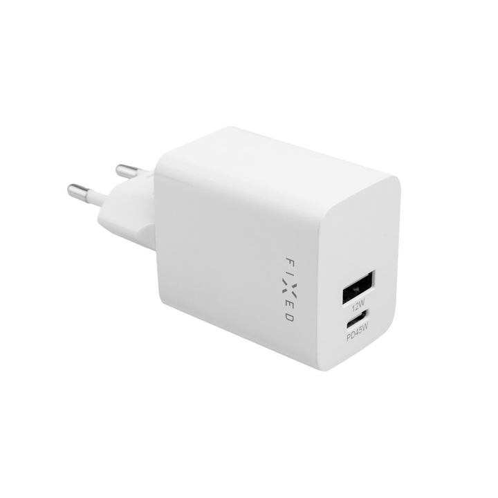 Incarcator Mini USB, Type-C, 45W- Fixed (FIXC45M-CU-WH) - White