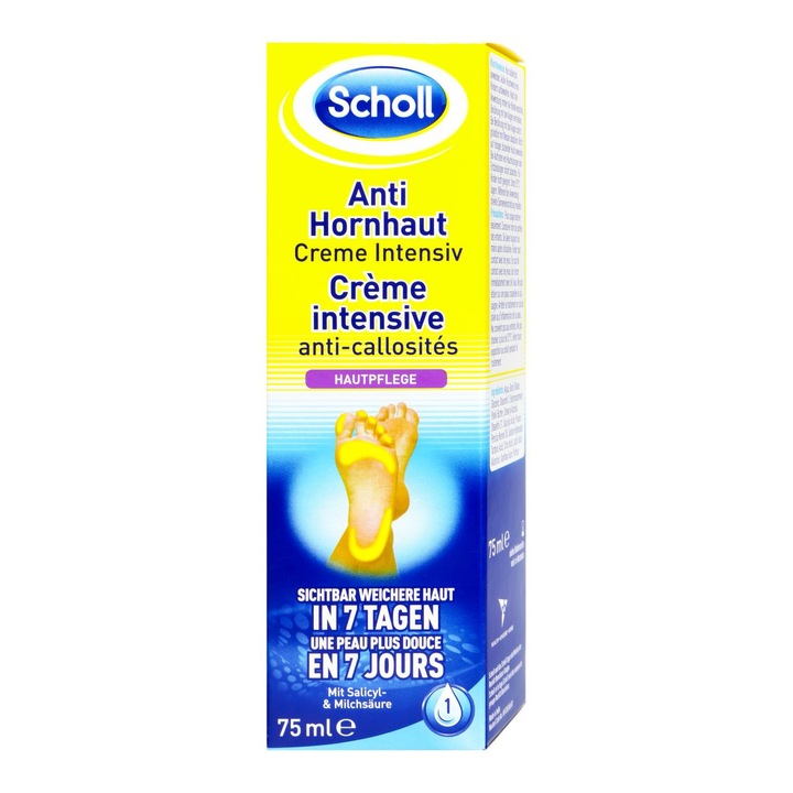 Crema pentru indepartarea bataturilor si calozitatilor Scholl, Anti Hornhaut Creme Intensiv, 75 ml