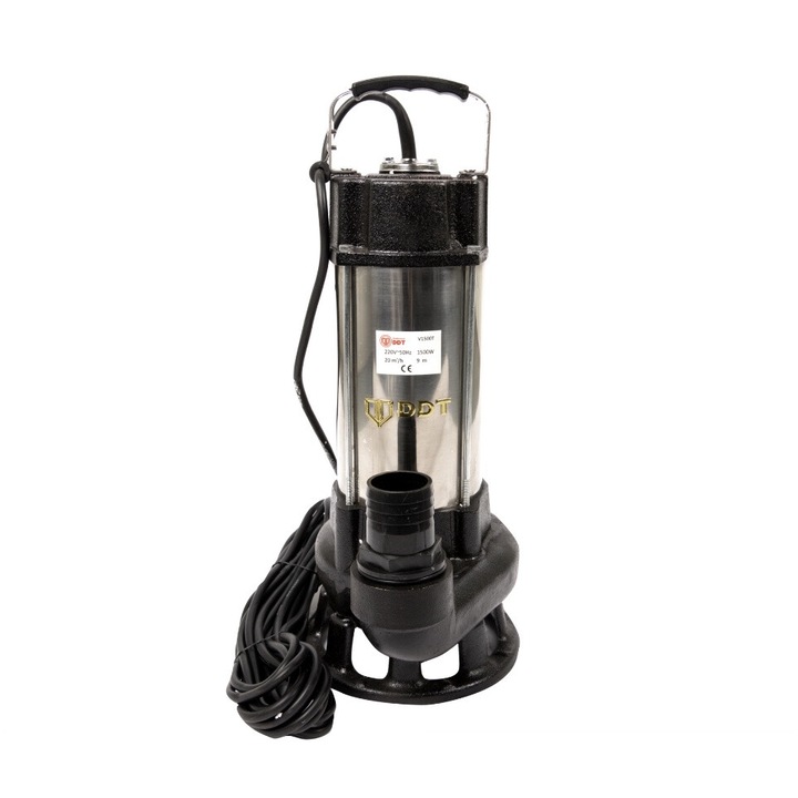 Búvárszivattyú dupla aprítóval szennyezett vízhez, DDT, V1500T, 1500 W, Inox, áramlási sebesség 10 m³/h