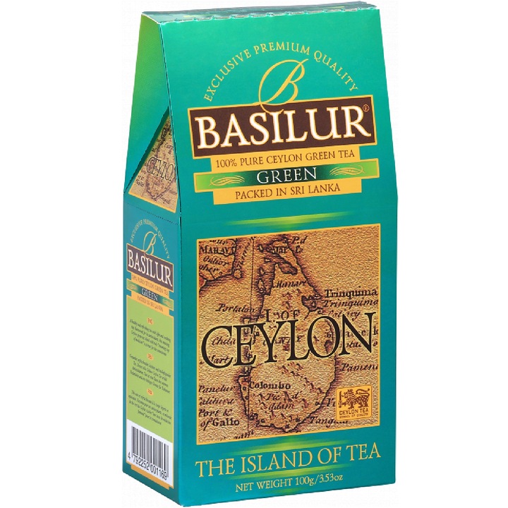 Цейлонски зелен чай 100% чиста зелена колекция The Island of Tea пълнител, 100гр, Basilur Tea
