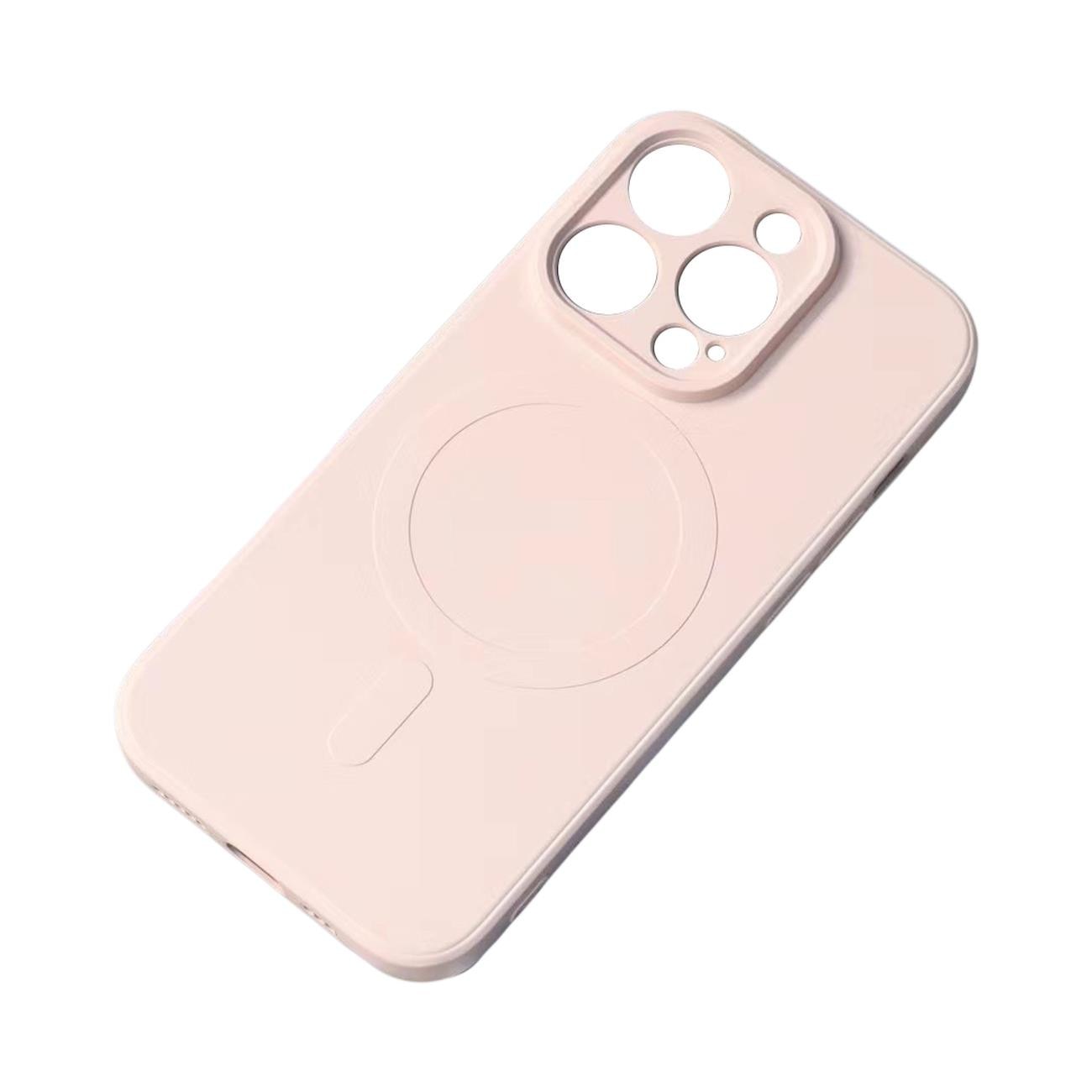 Husa din silicon Hurtel, MagSafe pentru iPhone 15 Plus, roz