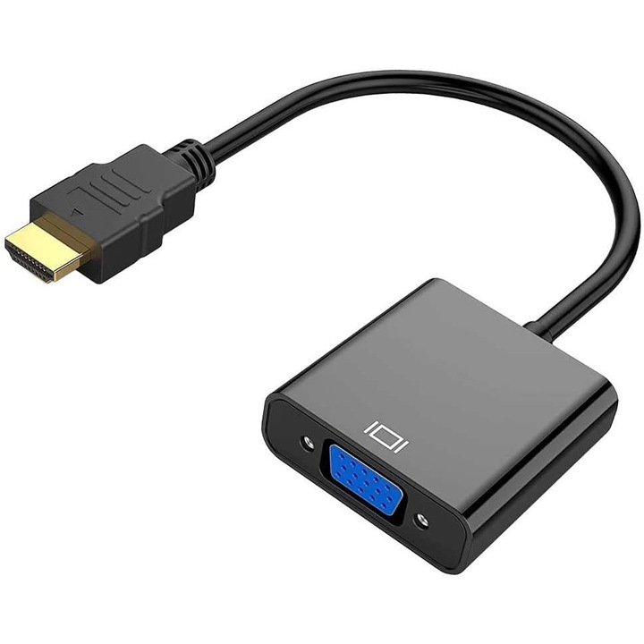 Adaptor convertor HDMI la VGA 1080P，Negru