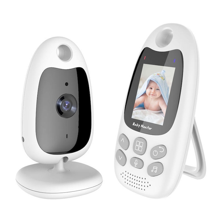 Бебефон LikeSmart PROBaby, Безжична аудио-видео камера за наблюдение, HD 2,0-инчов LCD екран, Нощен режим, Двупосочен, Мониторинг на температурата, Приспивни песни