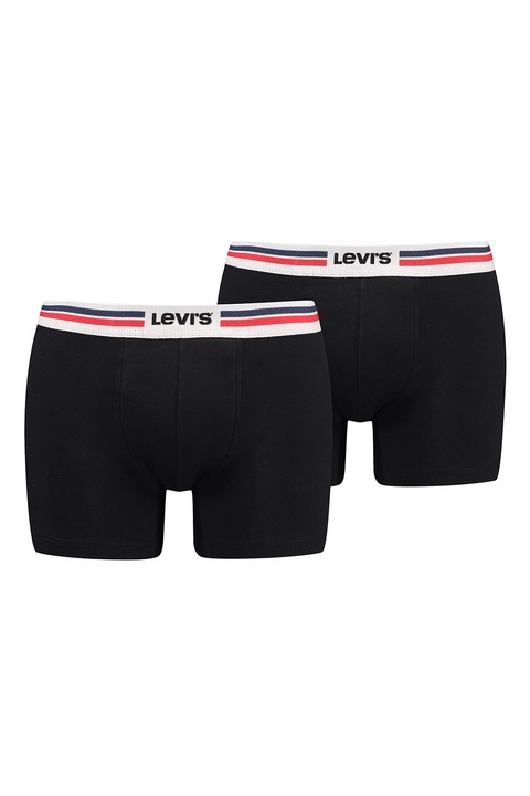 Levi's, Боксерки с райе на талията - 2 чифта, Червен/Бял/Черен
