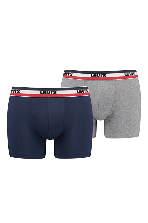 Levi's, Set de boxeri cu banda logo in talie - 2 perechi, Rosu/Alb/Bleumarin