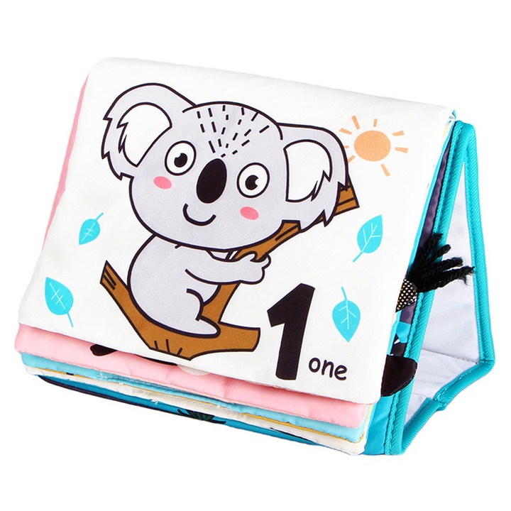 Jucarie senzoriala Montessori pentru bebelusi, Morfansi, cu oglinda, Tummy Time, 0 luni+, Animal