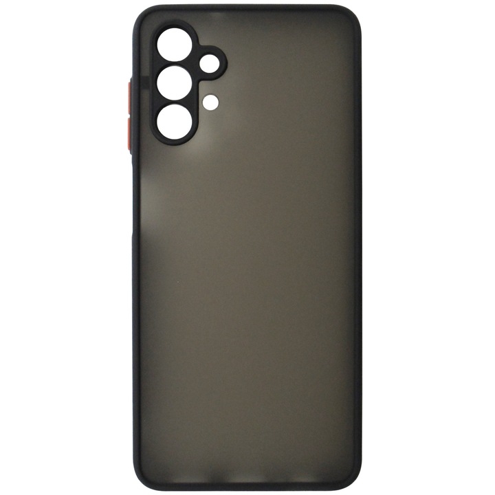 Husa spate policarbonat gri semitransparent si TPU negru, butoane rosii, pentru Samsung Galaxy A13 5G, A04s