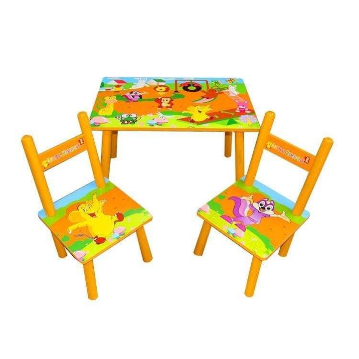 Set masuta cu scaunele, 59x39x40 cm, Bubu-Still, portocaliu