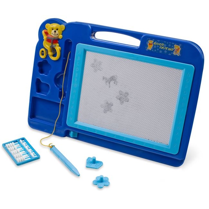 Tabla magnetica dubla pentru desen, albastra, 30x20cm