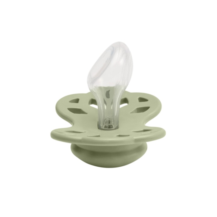 Suzeta Infinity Silicon, tetina anatomica, 6 luni + Sage, BIBS