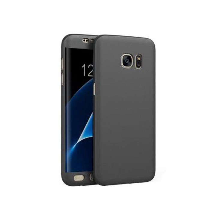 Калъф Fullbody MyStyle Black за Samsung Galaxy S7 Edge пълно 360 градусово покритие с безплатно защитно фолио