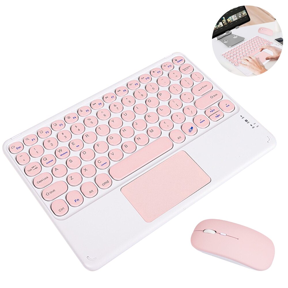 Tastatura Bluetooth, Mouse, Set de touchpad, Metal/ABS, Roz - eMAG.ro