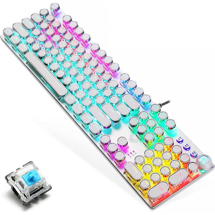 USB клавиатура, жична, универсална, пластмасова, многоцветна