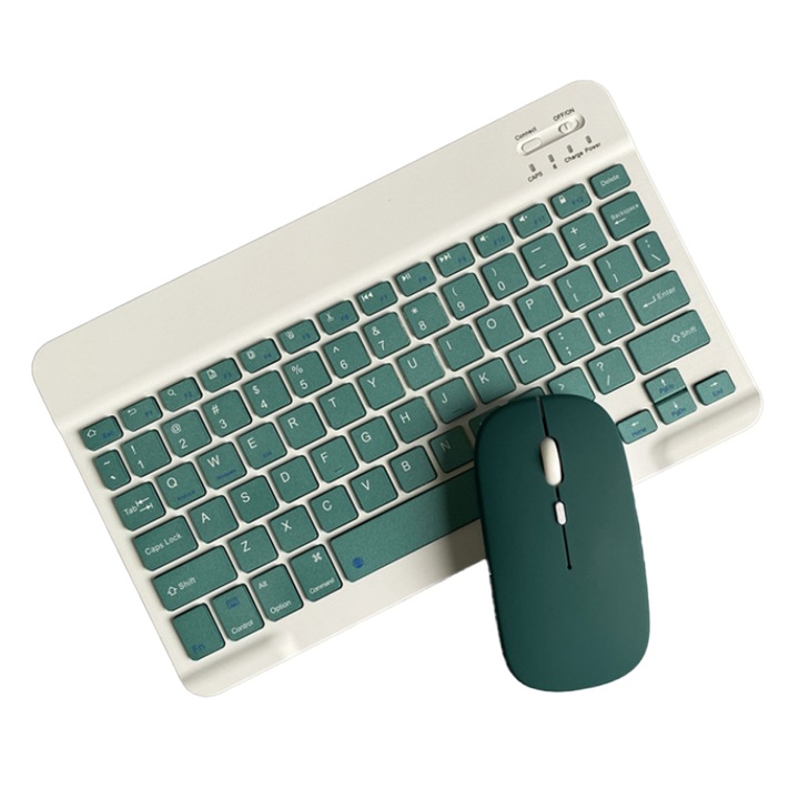 Set tastatura/mouse, Mmgoqqt, Bluetooth, Verde/Alb
