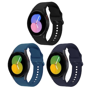 Set 3 Curea ceas silicon moale 20mm, SAFEMORE, Sport Band compatibila cu Smartwatch Samsung Galaxy Watch 4/5/6, Display 40/42/43/44/45/46/47mm(Negru & Albastru marin & Blue)