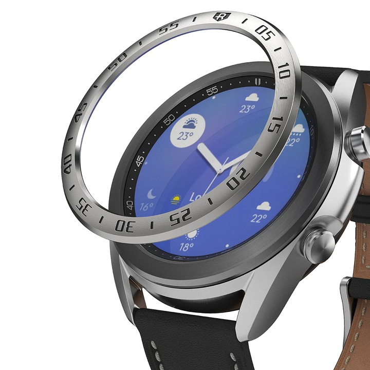 Keret Samsung Galaxy Watch 3-hoz 41mm, Keret stílus, F840, rozsdamentes ezüst
