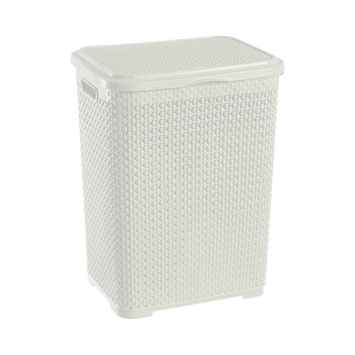 Cos pentru rufe perlat, alb, 45L