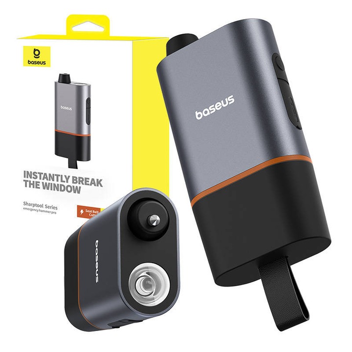 Ciocan de siguranta Baseus Sharp Tool (sparge geamuri + taiere centura de siguranta) negru