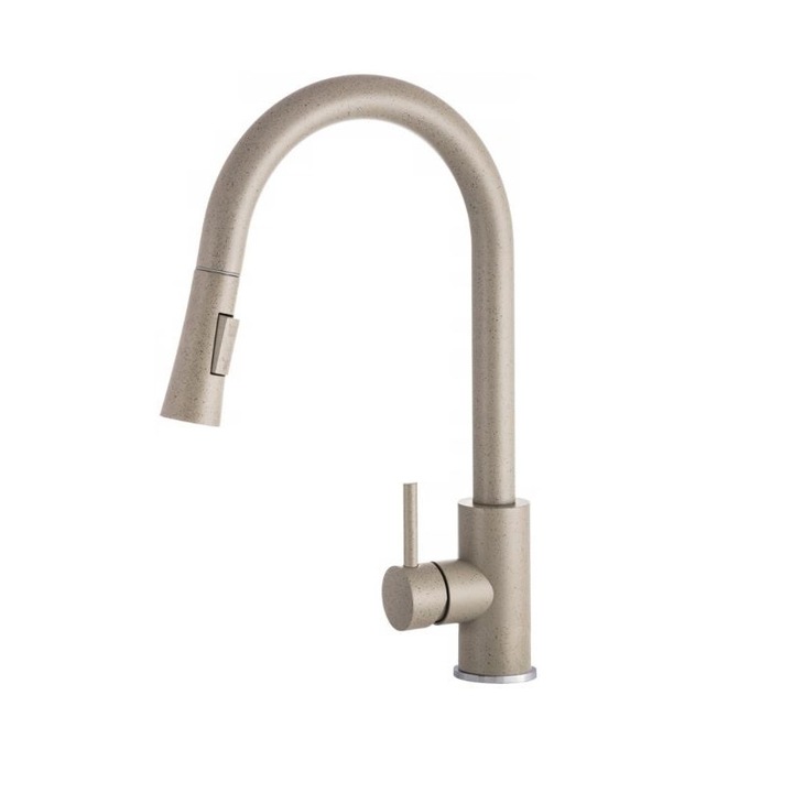 Spis Design konyhai csaptelep kihúzható zuhannyal, kerámiapatron, egykaros, forgatható, bézs