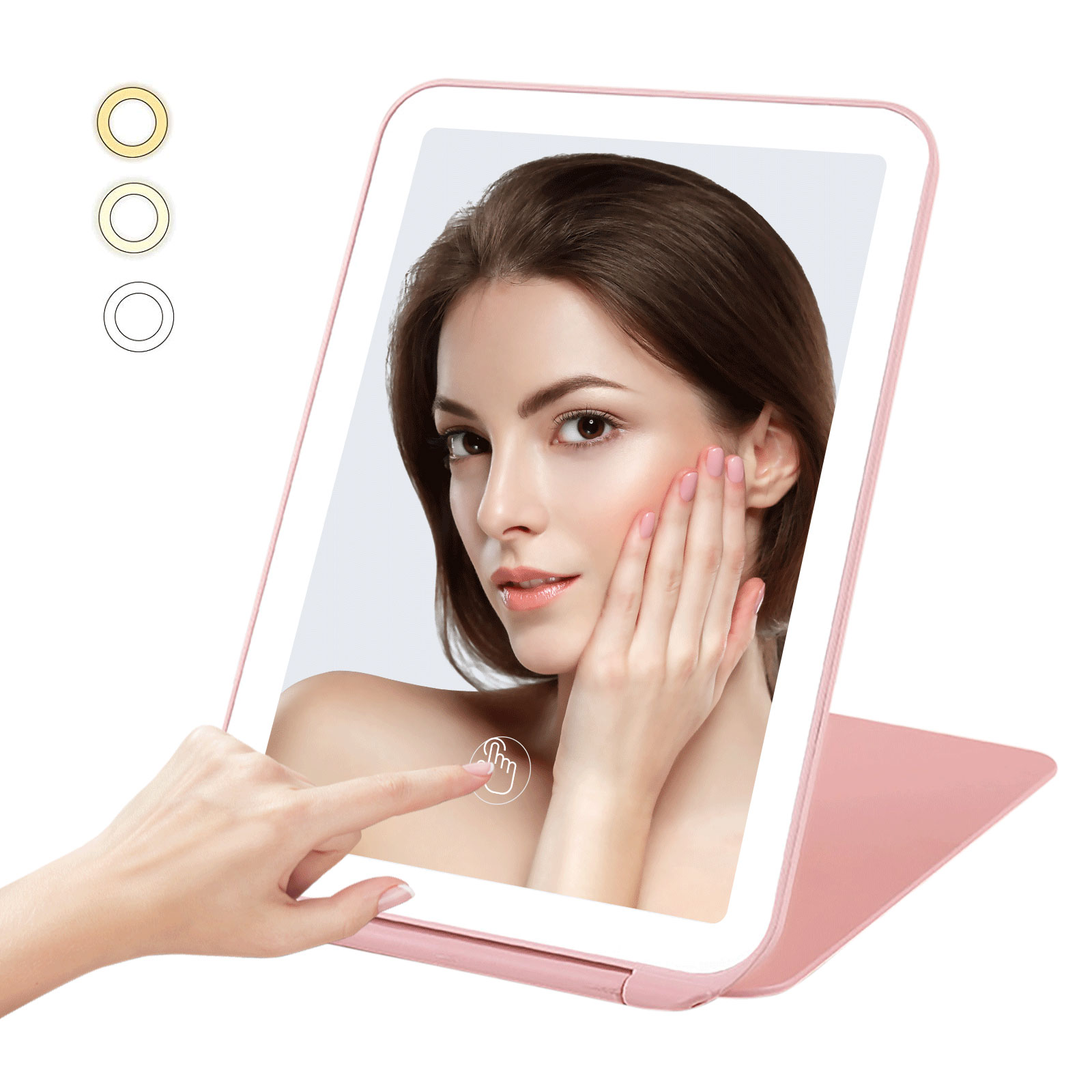 Козметично огледало Bliibee, С 98 LED светлини, 3 LED настройки ...