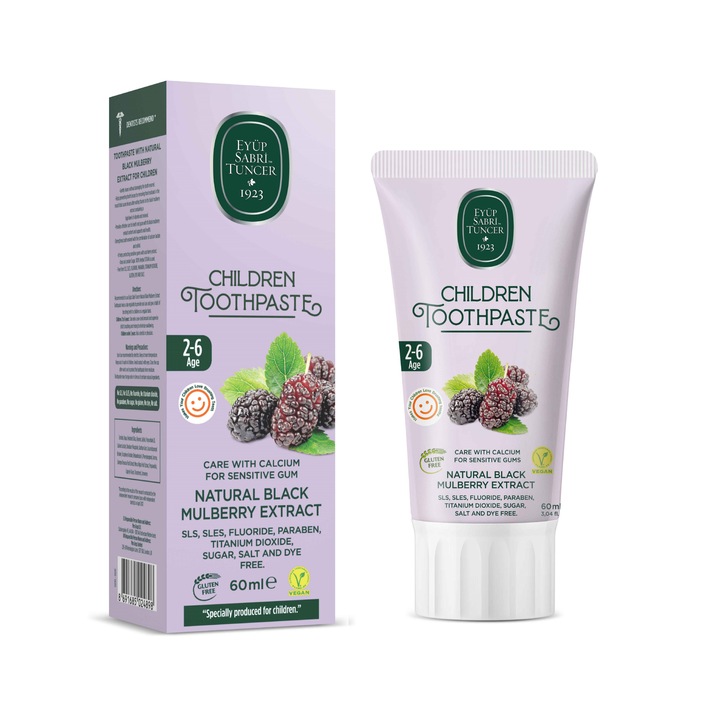 Eyup Sabri Tuncer fogkrém természetes fekete eperfa kivonattal 2-6 éves gyermekek számára 60 ml