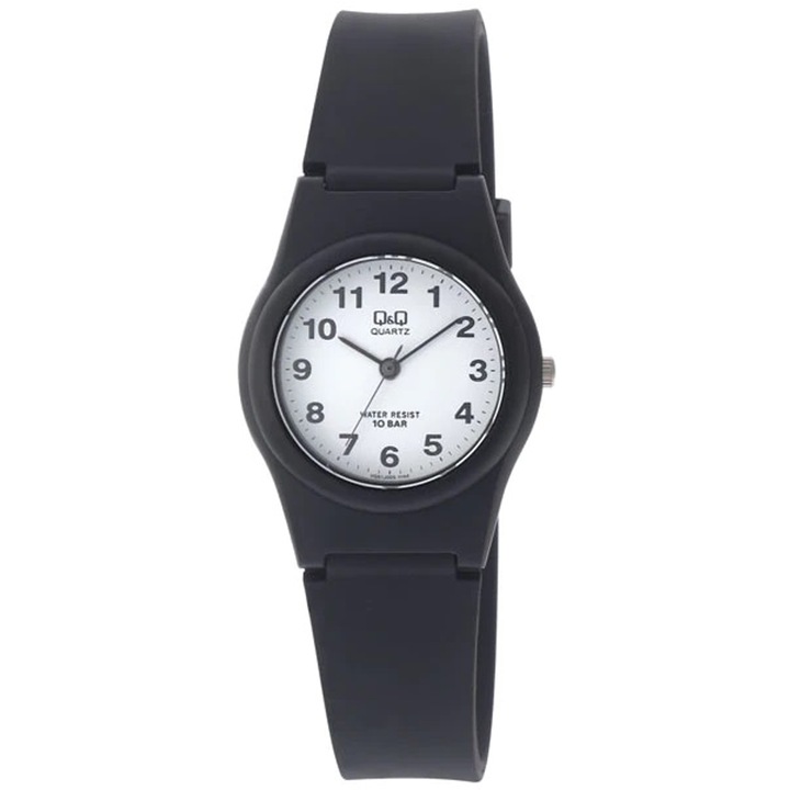 Ceas analog pentru femei, Q&Q, Negru/Alb