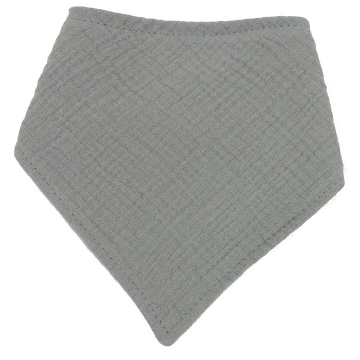 Esarfa tip baveta, muselina, doua fete, gri, universala