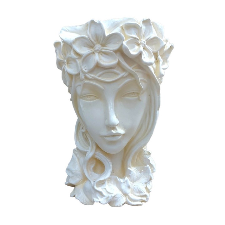 Vaza decorativa, Bust femeie, Vintage Crem, 32 cm, 356305DV