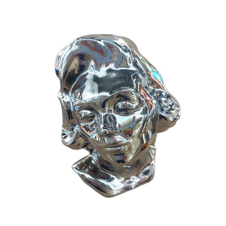 Vaza decorativa, Bust femeie, Vintage Argintiu, 21 cm, 356310DV-1