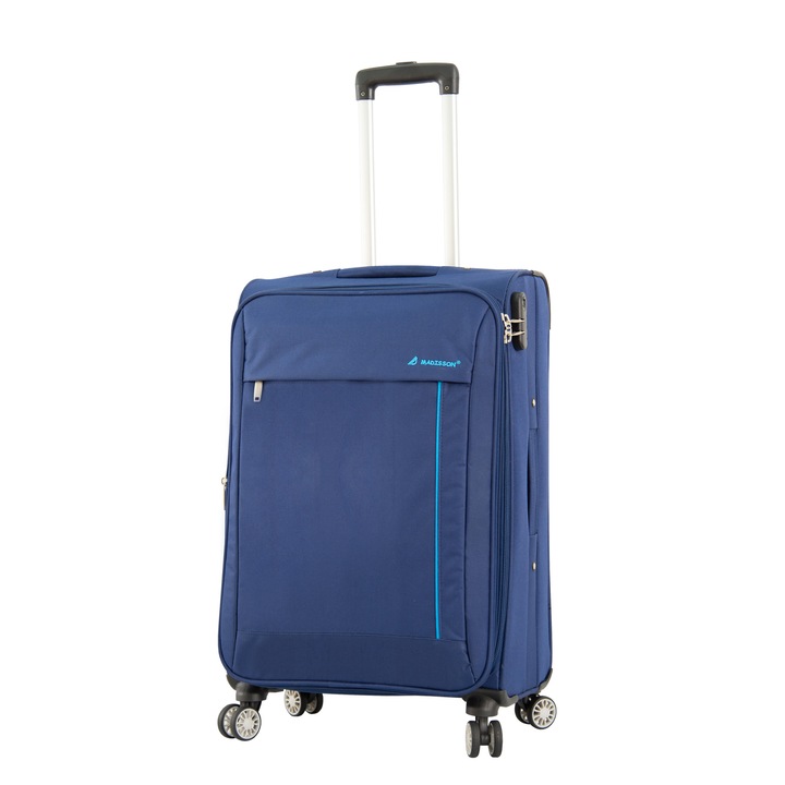 Közepes bőrönd, Madisson, SW35703, 4 kerekű, Poliészter, 67 cm, Sötétkék